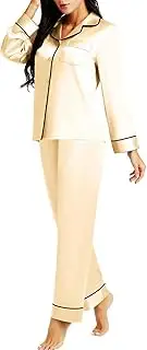[LONXU] Womens Silk Satin Pajamas Set Sleepwear Loungewear