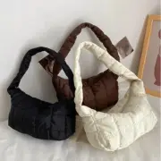 New Oxford Cloth Women's Shoulder Bag Folds Rhombus Embroidery Thread Underarm B