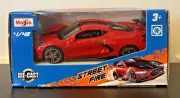 Maisto 2022 Street Fire 1:43 Diecast 2020 Chevrolet Corvette C8 ~ Torch Red