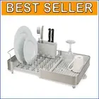 Efficient Dish Drying Rack with Swivel Draining Spout and Non-Scratch Design
