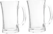 Set of 2 Elegant Glass Beer Mugs 300ml Odorless Heat Resistant Microwave Safe Dishwasher Safe