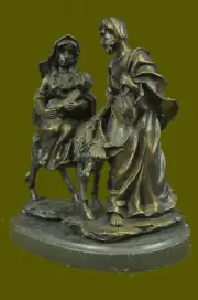 Religious Art Biblical Joseph Mary Birth Jesus Bronze Sculpture Statue Figurine