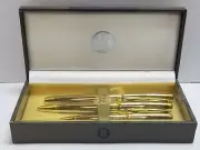 Bill Blass 3 Pen Set Normandie Executive Gold Tone Rollerball Ballpoint Mini New