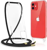 Caka Clear Case for iPhone 12/12 Pro, iPhone 12/12 Pro Case with Crossbody Strap Adjustable Neck Lanyard Shockproof Protective Case for iPhone 12/12 Pro 6.1 inches -Clear