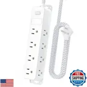 DYZYCLICAL Surge Protector Power Strip, 5ft Braided Flat Plug Extension Cord,