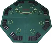 HAN'S DELTA 48" Octagon Folding Poker Table Top, 8 Player Casino Texas Hold'em Poker Layout with Carrying Case