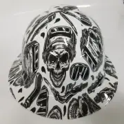 full brim hard hat custom hydro dipped IN WELDER THEME , WELDER UP , WHITE NEW