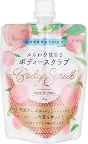 Global Product Planning Peach Scented Body Scrub (Made in Japan, Massage, Exfoliating Aloe Vera Leaves, Peach Extract from Yamanashi Prefecture), 5.3 oz (150 g)