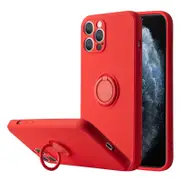 Ring Stand Case Shockproof Magnet Silicone Cover - For Apple iPhone 13 Pro (Red)