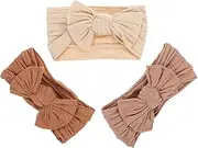 Toyvian 3pcs Girl Nylon Headbands with Bows Soft Elastic Hair Accessories for Birthday Parties Photo Shoots and Everyday Wear