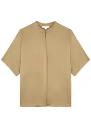 Vince Silk-satin Blouse - Tan - XL (UK16 / XL) XL (UK16 / XL)