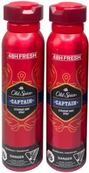 Old Spice Men's Captain Deodorant Body Spray 48H Fresh 5.07 Oz 150 ml 2 Pack
