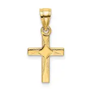 14K Yellow Gold Diamond Shape Center Mini Cross Charm