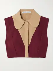 [Tolu Coker] Tolu Coker - Cropped Paneled Two-tone Cady Shirt - Burgundy - large large Burgundy