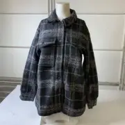 BANANA REPUBLIC Plaid Button Shacket Women's Size XS-Petite Grey