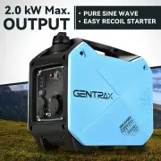 GenTrax Inverter Generator 2KW Max 1.6KW Rated Portable Petrol USB Camping RV