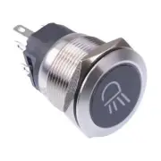 Flood Light (Mirrored) White LED Momentary 22mm Vandal Push Button Switch 12V