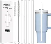 Replacement Straws for Stanley 40 oz Tumbler, 4 Reusable Plastic Straws with 2 Cleaning Brushes, Perfect for Stanley 40 oz Cups, Eco-Friendly and Durable