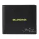 【全新現貨 優惠中】BALENCIAGA 巴黎世家 594549 燙印LOGO牛皮對開8卡短夾.黑/螢光黃現金價$10,800