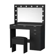 Alfordson Dressing Table Stool 5 Drawers Black