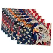 American Flag Placemats Set of 6,Bald Eagle Heat American Flag Bald Eagle