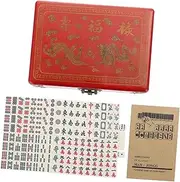 WOONEKY Compact Chinese Mahjong Set of Tiles for Travel Parties Leisure Activities