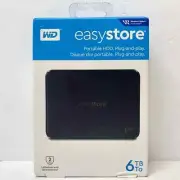 WD - Easystore 6TB External USB 3.2 Gen 1 Portable Hard Drive - Black