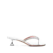 [Amina Muaddi] Amina Muaddi 40mm Crystal-embellished Sandals 41 IT SILVER