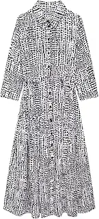 [Generic] 2024 Shirt Dress Women Belt Office Long Dresses for Woman Long Sleeve Midi Female Dress Collared Button Dresses