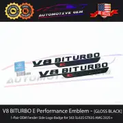 OEM V8 BITURBO E PERFORMANCE AMG Fender Emblem BLACK Badge Mercedes S63 GT63S