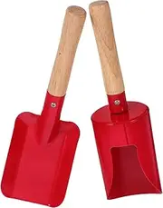 ANDRESLAD 2pcs Gardening Tools Set Hand Scoop Shovel with Wooden Handle for Garden Farm Heavy Duty Tools for Planting Weeding Digging
