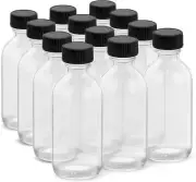 2OZ Small Glass Bottles with Lids and Funnels, 60ml Boston Round Glass Bottles