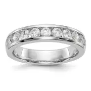 14k White Gold 11-Stone 1 carat Round Diamond Complete Channel Band