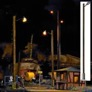 Train Station Lamp on Wooden Pole 142mm OO/HO Gauge Busch 4111