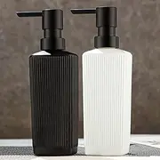 2Pack Glass Soap Dispenser, Shampoo and Conditioner Dispenser Bottles, Reusable Bathroom Shower Bottles Set, Elegant Hand Soap Dispenser for Bathroom & Kitchen