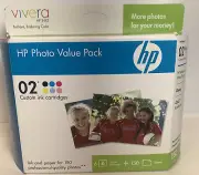 HP 02 Vivera Value Pack 6 Ink Cartridges 150 Sheets Advanced Photo Paper Exp