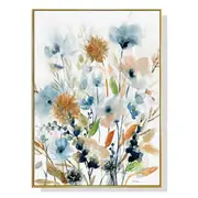 GGP Wall Art 70Cmx100Cm Colourful Floras Watercolour Style I Gold Frame Canvas