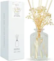 Auelife Reed Diffuser Set, 6.4 oz Mulled Cider Scented 1 Pack, Clear