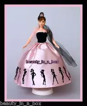 Audrey Hepburn Barbie Doll Pink Silhouette Dress OOAK Celebrity Redress NO BOX