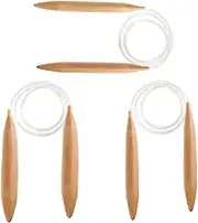3PC Wooden Circular Knitting Needles,15/20/25mm Natural Wood Jumbo Needle for Chunky Yarn Giant Circular Knitting Needle