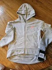 Nike Youth Little Girls Essential Zip Up Hoodie Light Smoke Gray/Pink Size 5 NWT
