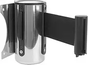 Retractable Queue Barrier Belt, 1Pcs Retractable Tape Stainless Stanchion Queue Barrier Wall Mount Crowd Control Retractable for Management(Black,3meters)