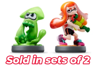Nintendo Splatoon Amiibo Orange Inkling Girl,Green Squid set.Japanese version.
