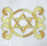 Tonya hand painted needlepoint canvas Star of David Tallis bag organic shapes