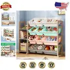 Multi-Functional Kids Storage Organizer - 3 Shelves & 12 Bins for Toys and Books
