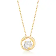 9ct Yellow Gold Silver Filled Round What Float Cubic Zirconia Chain
