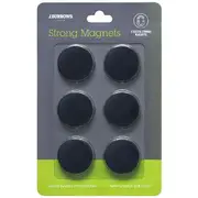 J.Burrows Super Strong Round Magnets Black 6 Pack