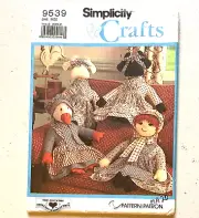 Simplicity Craft Pattern 9539 22" Stuffed Cow Duck Doll and Clothes Uncut