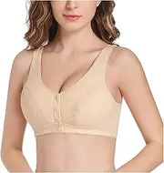 [TOSOFT] Womens Comfortable Mastectomy Bras Wirefree Full Cup Cotton Pockets Post Op Bra Tops for Silicone Breast Forms (Color : Beige, Size : 100/44ABC)