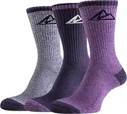 Effeet Hiking Socks Women, Anti Blister Ladies Walking Socks, Crew Light Outdoor Sports Socks, Multi Performance Womens Boot Socks, Breathable Cotton Trekking Running Socks 3 Pairs